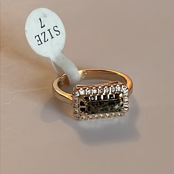 GoldFlake Bar Ring  Sz 7 - Picture 3 of 13